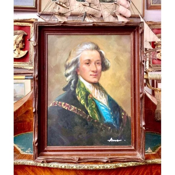Painting Portrait Oil on Canvas Professionally Framed Beautiful Vintage Wall Art